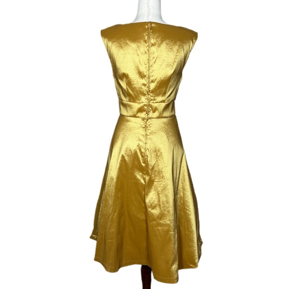 MODCLOTH‎ Women’s Size 8 Gold Fantastic Satin Sleeveless Fit & Flare Midi Dress - Picture 3 of 15